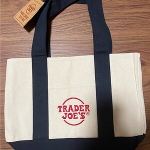 Trader Joe's Mini Canvas Tote Bag Navy Blue